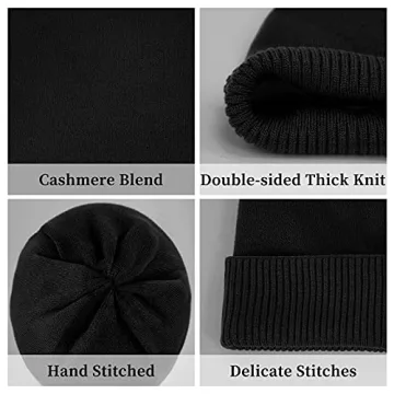 Surblue Knit Winter Beanie for Men and Women - Black