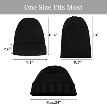 Surblue Knit Winter Beanie for Men and Women - Black
