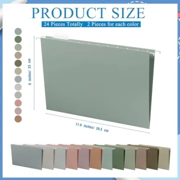 Yaomiao 24 Pcs Multicolor Hanging File Folders for Organization