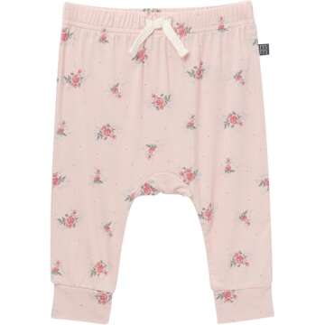 Modern Moments by Gerber Baby Girls' Bodysuit and Pant Set, Pink Roses, 0-3 Months