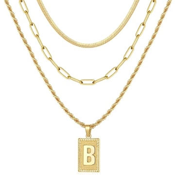Layered Initial Necklaces for Women Gold Plated Stylish Gifts