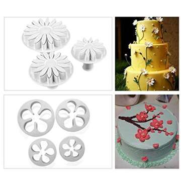 HOSL Cake Tools 14 sets (46pcs) Flower Fondant Cake Sugarcraft Decorating Kit Cookie Mould Icing Plunger Cutter Tool