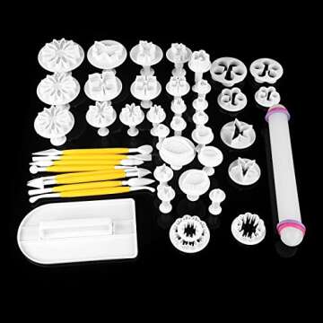 HOSL Cake Tools 14 sets (46pcs) Flower Fondant Cake Sugarcraft Decorating Kit Cookie Mould Icing Plunger Cutter Tool