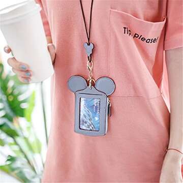 LEECCO Red Neck Pouch,Trend Small Travel Leather Student ID Card Holder Lanyard Neck Pouch Bag With Coin Wallet Purse for Students Women Kids Girls