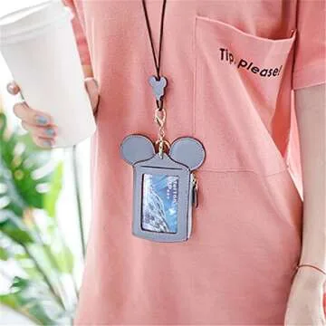 LEECCO Red Neck Pouch,Trend Small Travel Leather Student ID Card Holder Lanyard Neck Pouch Bag With Coin Wallet Purse for Students Women Kids Girls