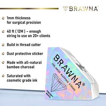 White Pre Inked String for Eyebrow Mapping - Microshading Supplies - Brow Henna Tinting Kit - Eyebrow Measuring Tool - 2 Pack