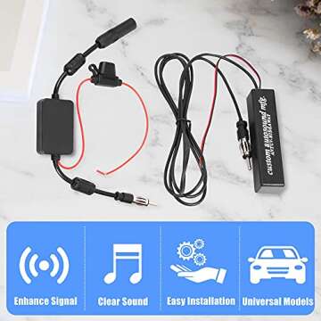 KSaAuto 12V Antenna Booster for Car Stereo Radio Signal Amp