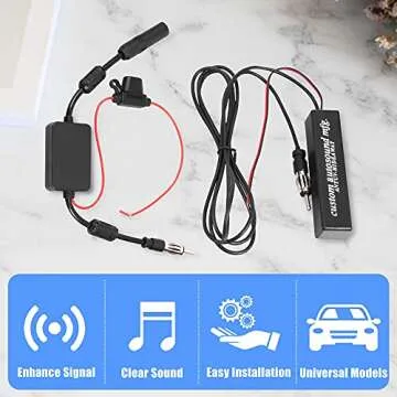 KSaAuto 12V Antenna Booster for Car Stereo Radio Signal Amp