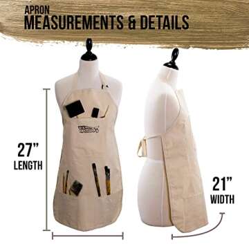 U.S. Art Supply Large Canvas Adjustable Artist Apron - Size: 27" x 21"