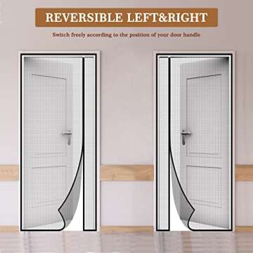 Yotache Reversible Left Right Side Opening Tall Magnetic Screen Door Fits Door Size 36 x 96, Reinforced Polyester Mesh, Actual Screen Size 38" x 97" Black