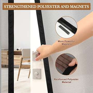 Yotache Reversible Left Right Side Opening Tall Magnetic Screen Door Fits Door Size 36 x 96, Reinforced Polyester Mesh, Actual Screen Size 38" x 97" Black