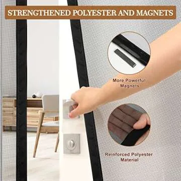 Yotache Reversible Left Right Side Opening Tall Magnetic Screen Door Fits Door Size 36 x 96, Reinforced Polyester Mesh, Actual Screen Size 38" x 97" Black