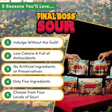Final Boss Sour - Large Dried Apple Strips with Four Level 2 Sour Powders: Churro, Pumpkin Spice, Salted Caramel & Cherry Candy Apple - Deliciously Tangy Fruit Snacks