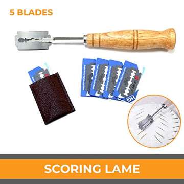 9 inch Banneton Bread Proofing Kit : Sourdough Bread Maker Danish dough Whisk Large Wicker Basket + Bread Scorer Lame + Dough Scraper Tool + Linen Liner Cloth + Banneton Proofing Basket