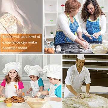 9 inch Banneton Bread Proofing Kit : Sourdough Bread Maker Danish dough Whisk Large Wicker Basket + Bread Scorer Lame + Dough Scraper Tool + Linen Liner Cloth + Banneton Proofing Basket