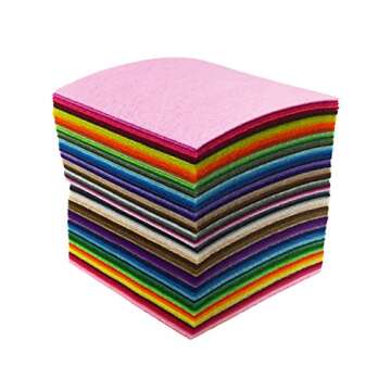 88pcs 4 x 4 inches (10 x 10cm) Assorted Color Mini Felt Fabric Sheets Patchwork Sewing DIY Craft 1mm...