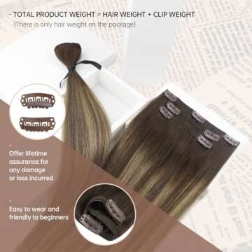 Sunny Hair Clip in Hair Extensions Straight Human Hair Clip in Extensions Remy Clip in Hair Extensio...