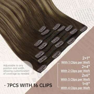 Sunny Hair Clip in Hair Extensions Straight Human Hair Clip in Extensions Remy Clip in Hair Extensions Real Human Hair Extensions Clip ins Balayage Chocolate Brown Ombre Caramel Blonde 24