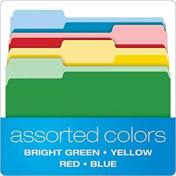 Pendaflex CutLess File Folders, Letter Size, 1/3 Cut, Assorted Colors, 100 per Box (48440)