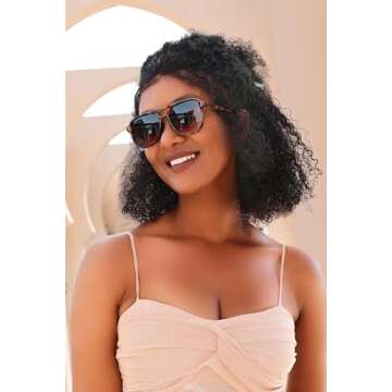 FEISEDY Retro Square Aviator Sunglasses Women Men 70s Vintage Trendy Plastic Frame Sun Glasses B2835