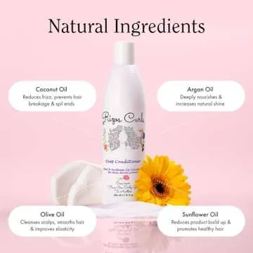 Rizos Curls Deep Conditioner, Strengthens & Moisturizes Hair while Controlling Frizz, Add Softness and Manageability with Coconut Oil, Sunflower Oil & Shea Butter, 10 oz