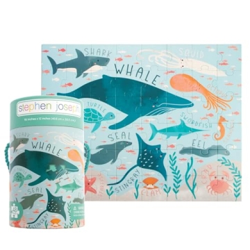 Stephen Joseph, Educational Puzzle with Canister, 48-Piece Animal Puzzle, Learning Animal Puzzle for...