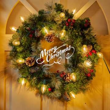 Vintage C9 LED Christmas Lights Outdoor Warm White, 50 Feet C9 String Lights for Christmas Tree Roof...