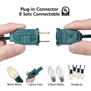 Vintage C9 LED Christmas Lights Outdoor Warm White, 50 Feet C9 String Lights for Christmas Tree Roofline Holiday Party Indoor Outdoor Garden Patio Backyard Cafe Xmas Decoration, Green Wire