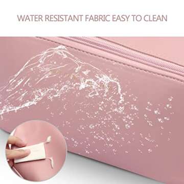 BAKLUCK Travel Makeup Bag, Large Opening for Easy Access Cosmetic Bag, Large Capacity Lay Flat Makeup Bag for Women Girl Travelling Waterproof Makeup Bag Pink
