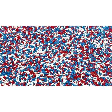 Patriotic 4TH of JULY Sprinkles Red, White & Blue Colored BULK Jimmies 1 POUND- Independence Theme Edible Cake Cupcakes Dessert & Ice Cream Topping-USA American Themed Candy