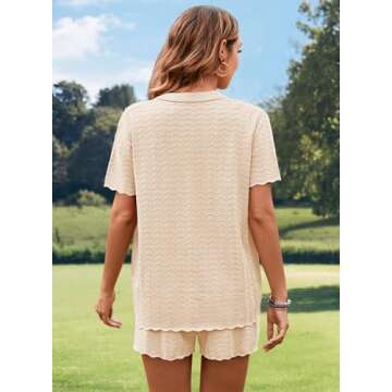 Pink Queen Women Knit Shorts Set 2 Piece Outfits Short Sleeve Button Down Sweater Top and Shorts Lounge Set