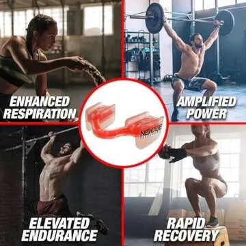 New Age Performance 6DS Low Profile Mouthpiece for High-Intensity Interval Training (HIIT) and Cross Fitness, Increase Strength & Endurance, Faster Recovery, Thin Weightlifting Mouthpiece, Color Red