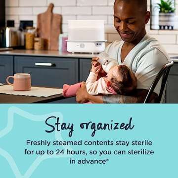 Tommee Tippee Supersteam Electric Steam Sterilizer for Baby Bottles, Kills Viruses and 99.9% of Bacteria, 5-Minute Sterilization Cycle, White
