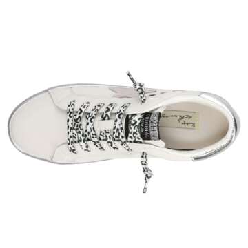 VINTAGE HAVANA Womens Epic Metallic Platform Lace Up Sneakers Shoes Casual - White