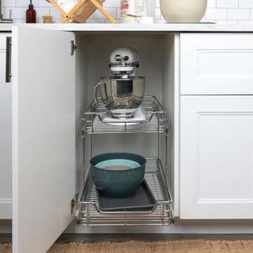 Household Essentials Glidez Multipurpose Chrome-Plated Steel Pull-Out/Slide-Out Basket Storage Organ...