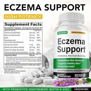 Eczema Treatment & Support for Natural Relief - Made in USA - Skin Vitamins & Herbals for Eczema, Ac...