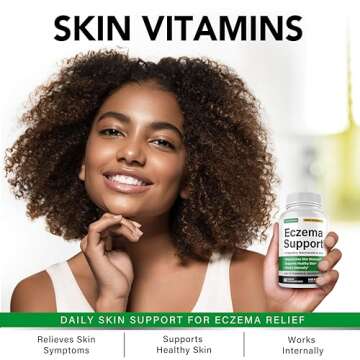 Eczema Treatment & Support for Natural Relief - Made in USA - Skin Vitamins & Herbals for Eczema, Acne, Psoriasis, Rosacea Treatment with Zinc, Niacinamide & Probiotics - 60 caps