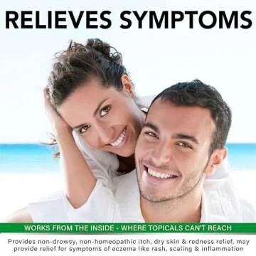 Eczema Treatment & Support for Natural Relief - Made in USA - Skin Vitamins & Herbals for Eczema, Acne, Psoriasis, Rosacea Treatment with Zinc, Niacinamide & Probiotics - 60 caps