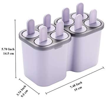 HOMQUEN Popsicles Molds, 8 Piece Ice Pop Mold, Reusable Easy Release Ice Cream Mold for kids, Many S...