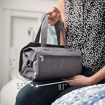 BrigHaus Roll Up Hanging Toiletry Travel Bag for Women & Men - Compact Cosmetic Kit with Hook | Waterproof, TSA Approved Removable Carry On Pouches (Heather Gray)