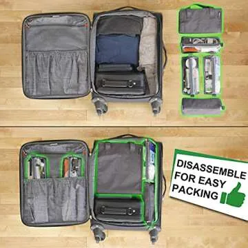 BrigHaus Roll Up Hanging Toiletry Travel Bag for Women & Men - Compact Cosmetic Kit with Hook | Waterproof, TSA Approved Removable Carry On Pouches (Heather Gray)