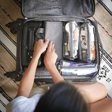 BrigHaus Roll Up Hanging Toiletry Travel Bag for Women & Men - Compact Cosmetic Kit with Hook | Waterproof, TSA Approved Removable Carry On Pouches (Heather Gray)