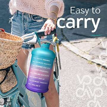 Venture Pal Large 128oz Leakproof BPA Free Fitness Sports Water Bottle with Motivational Time Marker to Ensure You Drink Enough Water Throughout The Day-1 Gallon-Green/Pink/Purple Gradient