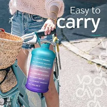 Venture Pal Large 128oz Leakproof BPA Free Fitness Sports Water Bottle with Motivational Time Marker to Ensure You Drink Enough Water Throughout The Day-1 Gallon-Green/Pink/Purple Gradient