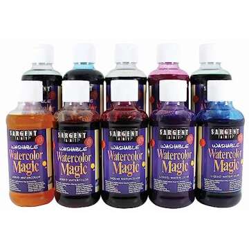 Sargent Art 10-Count 8-Ounce Watercolor Magic Set - Vibrant Liquid Colors