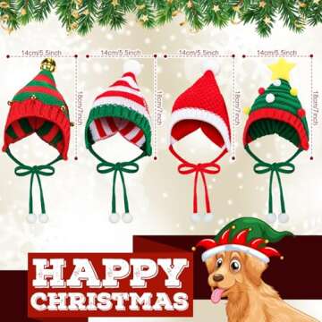 Dansydaisy Christmas Knitted Dog Hats 4 Pack Warm Winter