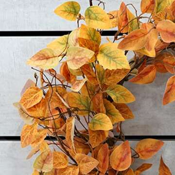 AMF0RESJ Artificial Fall Wreath for Front Door Autumn Door Wreath with Rose Leaves,dry vine branches for Indoor Outdoor Farmhouse Home Wall Window Festival Wedding Decor