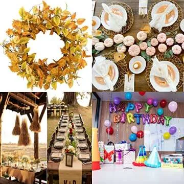 AMF0RESJ Artificial Fall Wreath for Front Door Autumn Door Wreath with Rose Leaves,dry vine branches for Indoor Outdoor Farmhouse Home Wall Window Festival Wedding Decor