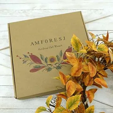 AMF0RESJ Artificial Fall Wreath for Front Door Autumn Door Wreath with Rose Leaves,dry vine branches for Indoor Outdoor Farmhouse Home Wall Window Festival Wedding Decor