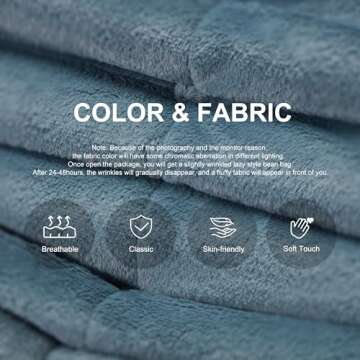 Hobestluk Bean Bag Chairs for Adults Giant BeanBag Chair Sofa Memory Foam Bean Bag Chair Faux Fur Fireside Bean Bags Big Lazy Sofa for Living Room Bedroom Dorm Office (Bluegrey Plush)